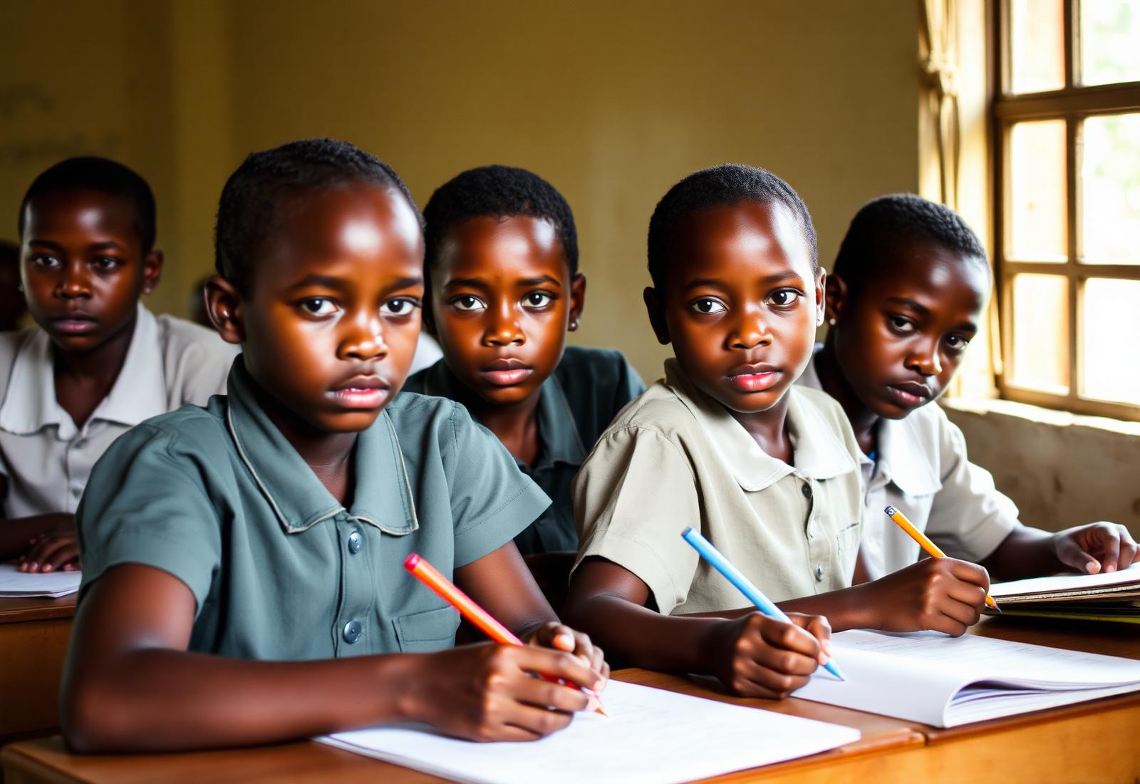 Girls learning in a bright classroom